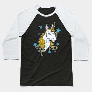 Golden Unicorn with Stars Baseball T-Shirt